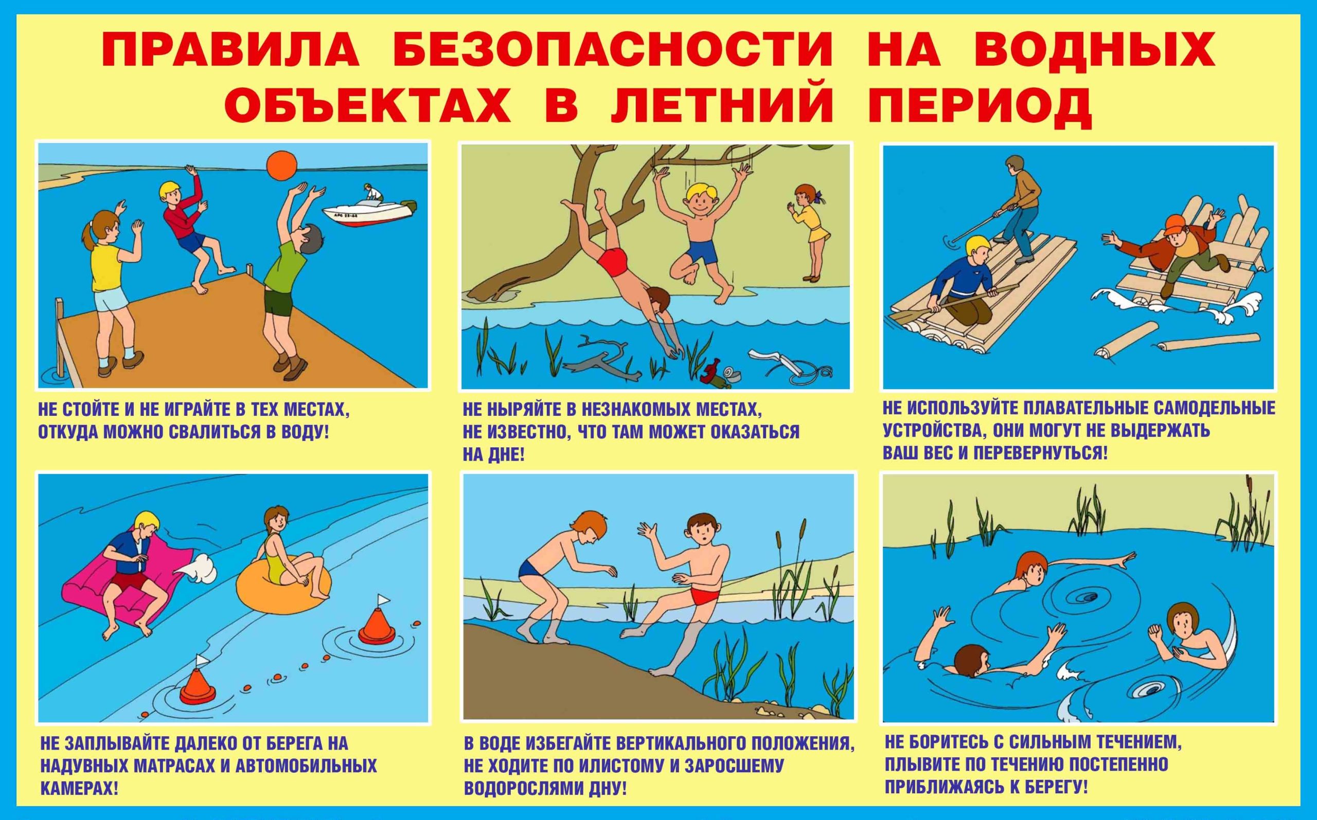 Правила безопасности на водоемах в летний период..
